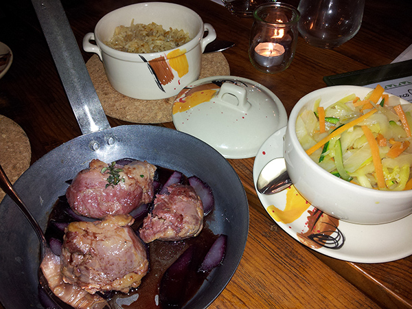 A bochecha, o arroz e os legumes